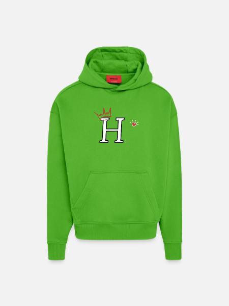 Buchstabe h Kronenherz - Hoodie- made by SPREAD - Apple Neon