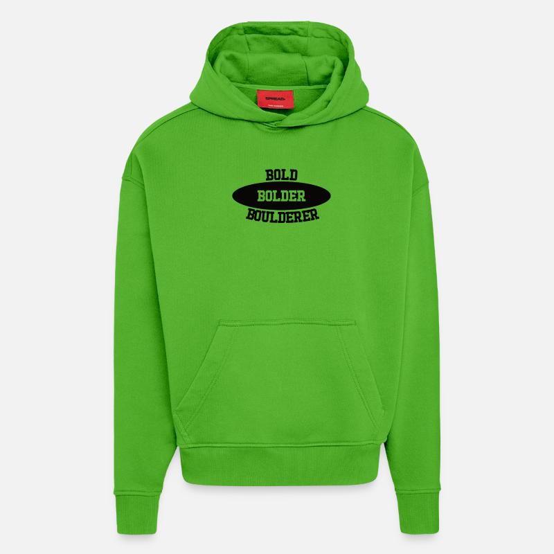 Bloc Bold Bolder Boulderer - Sweat à capuche bio épais oversize fabriqué en UE - Apple Neon