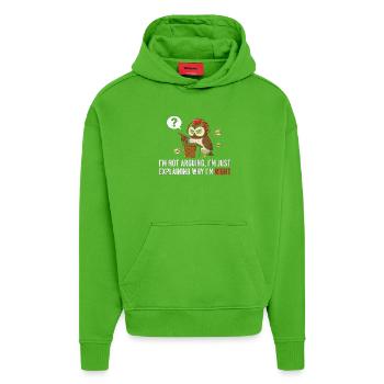 Eulen-Debattierer auf dem Podium - Hoodie- made by SPREAD  - Apple Neon - Vorne