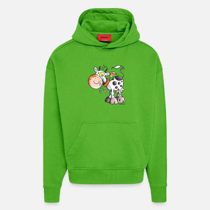 Mignon Vache - Sweat à capuche bio épais oversize fabriqué en UE - Apple Neon