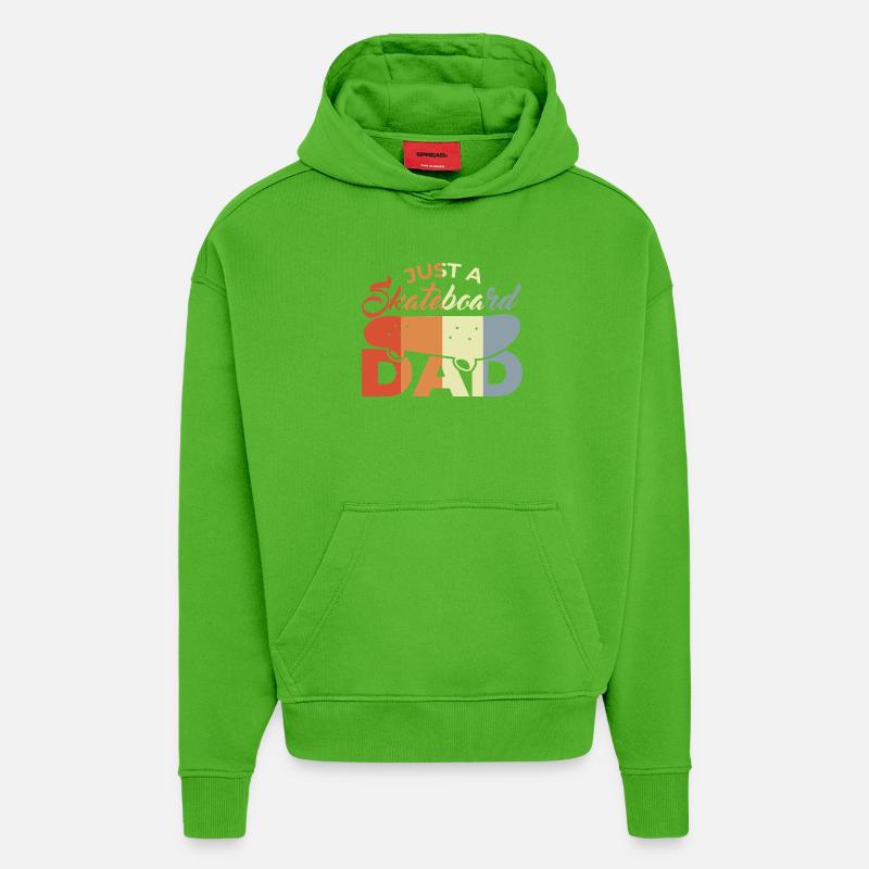 Papa skateboard - Sweat à capuche bio épais oversize fabriqué en UE - Apple Neon