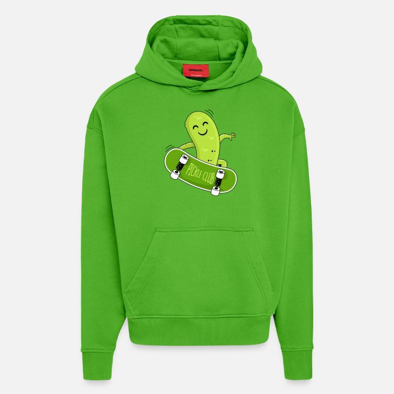 Concombre et planche à roulettes - Sweat à capuche bio épais oversize fabriqué en UE - Apple Neon