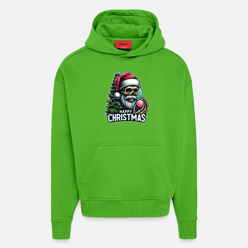 Weihnachtsmann Skull mit Christbaumkugel - Hoodie- made by SPREAD  - Apple Neon