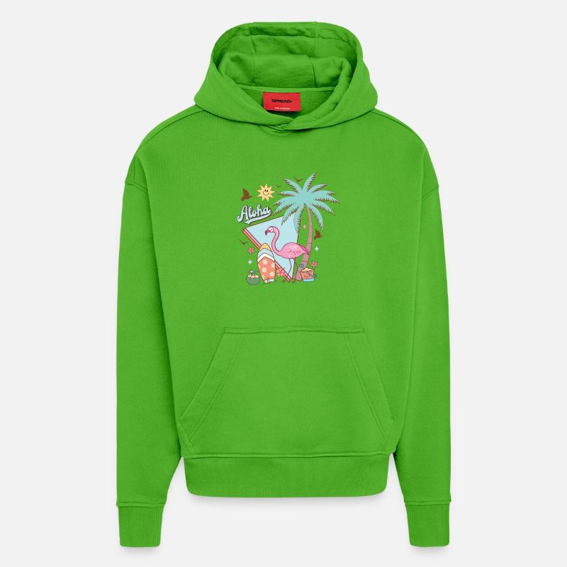 Aloha Été - Sweat à capuche bio épais oversize fabriqué en UE - Apple Neon