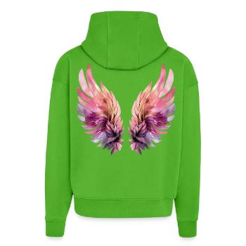Rosa und lila Aquarellflügel - Hoodie- made by SPREAD  - Apple Neon - Hinten