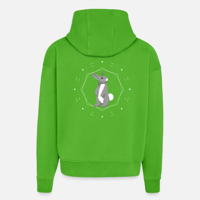 Rabbit in geometry ring - Hoodie- made by SPREAD  - Apple Neon