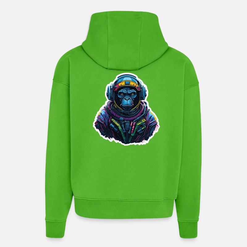Gorille Astronaute Neon - Sweat à capuche bio épais oversize fabriqué en UE - Apple Neon