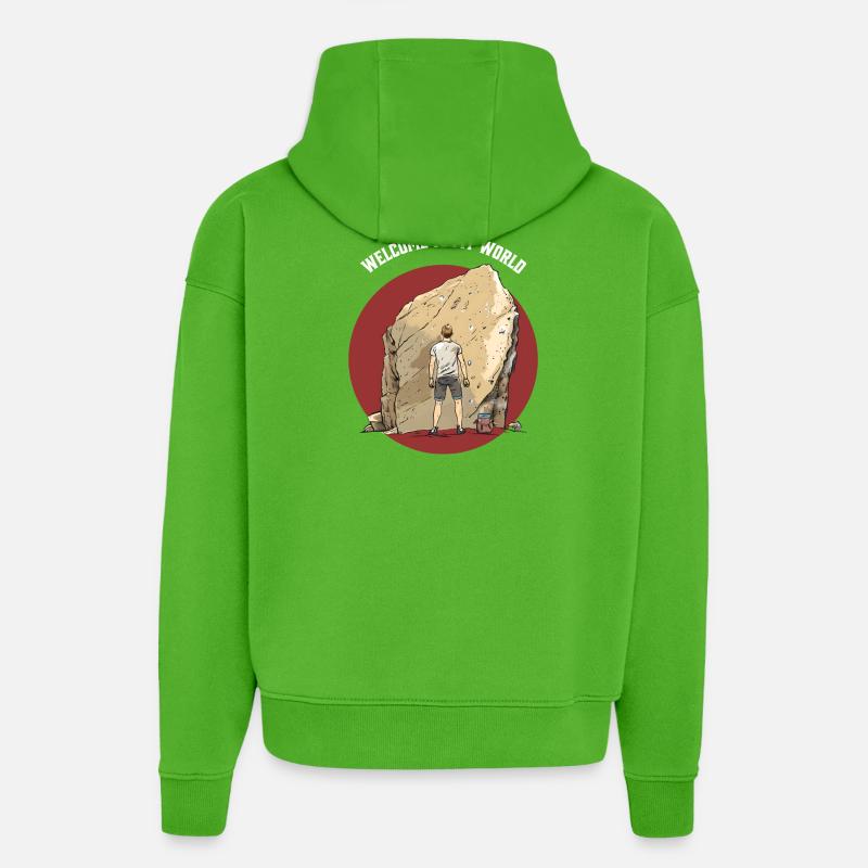 T-shirt Boulder élégant garçon Escalade - Sweat à capuche bio épais oversize fabriqué en UE - Apple Neon