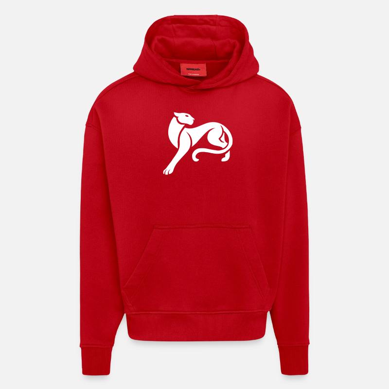 panthère - Sweat à capuche bio épais oversize fabriqué en UE - rouge