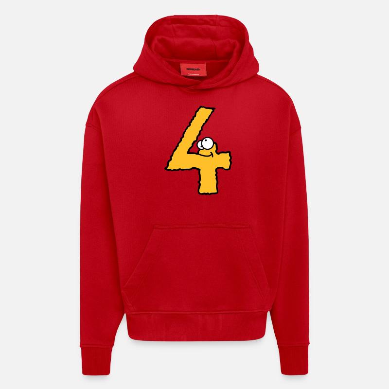 Lustiges 4 Vier Comic Monster - Hoodie- made by SPREAD  - Rot