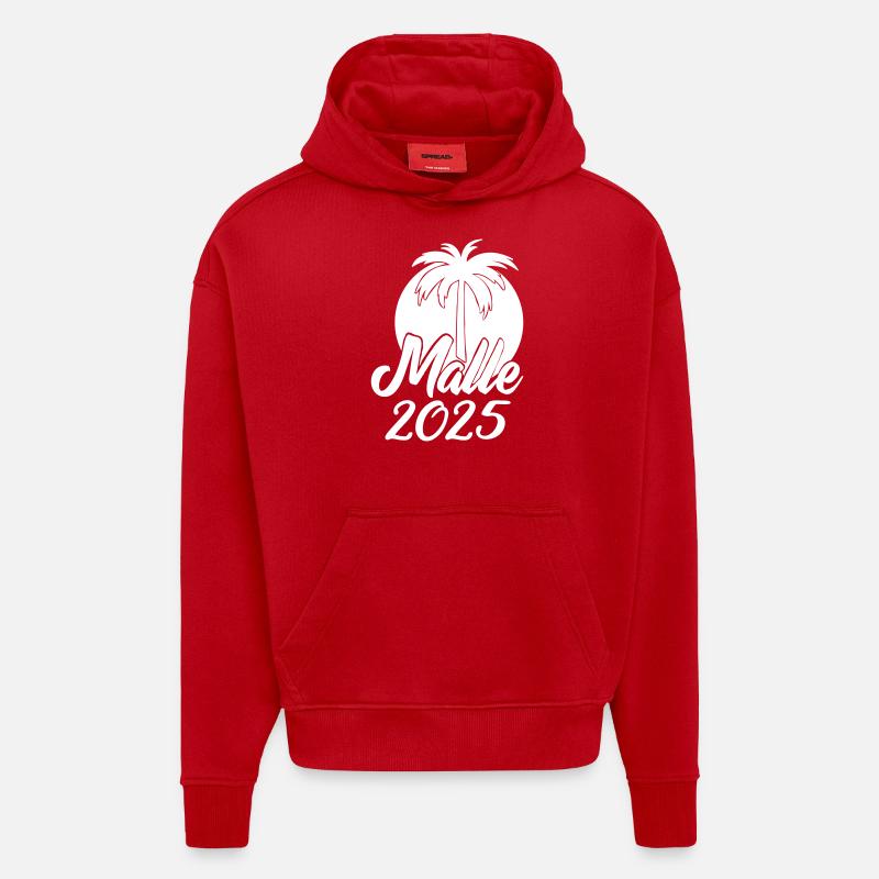 MALLE 2025 - Sweat à capuche bio épais oversize fabriqué en UE - rouge