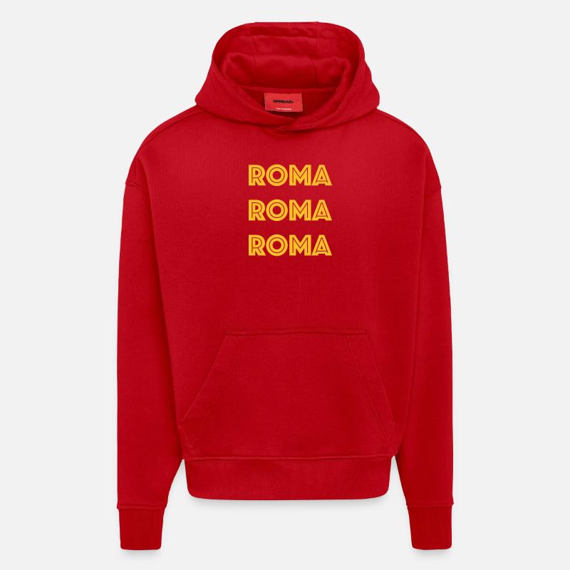 Rome Rome Rome - Sweat à capuche bio épais oversize fabriqué en UE - rouge