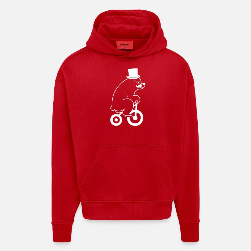 Ours blanc - Sweat à capuche bio épais oversize fabriqué en UE - rouge