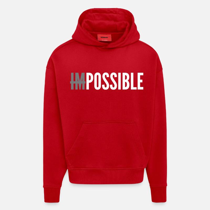 IMPOSSIBLE - POSSIBLE - Sweat à capuche bio épais oversize fabriqué en UE - rouge
