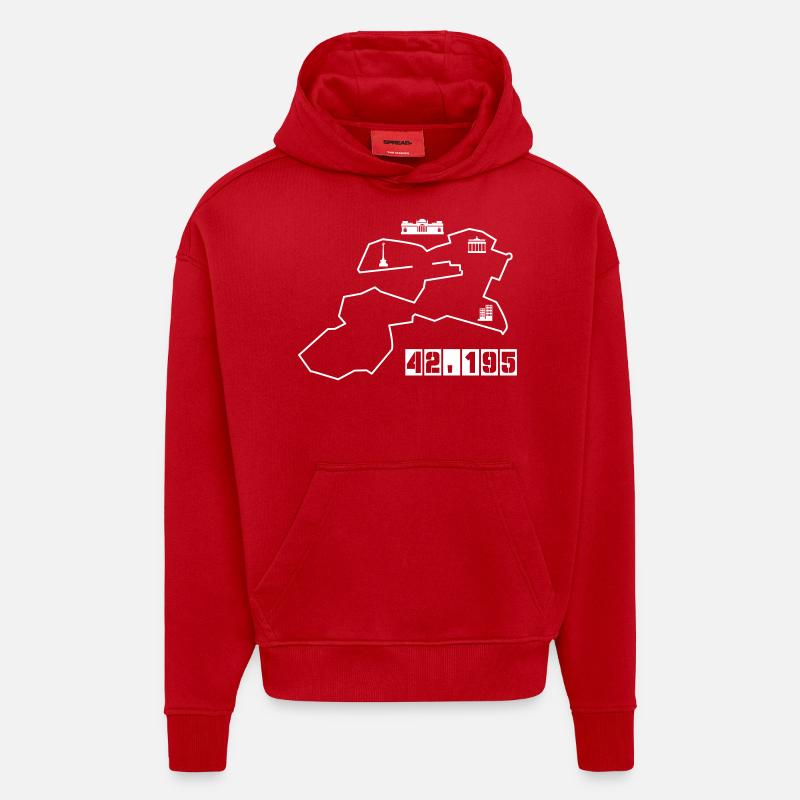 Berlin Marathon - Sweat à capuche bio épais oversize fabriqué en UE - rouge