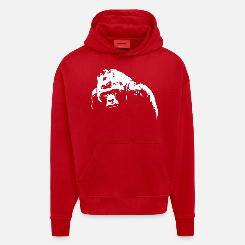 gorilla - Sweat à capuche bio épais oversize fabriqué en UE - rouge