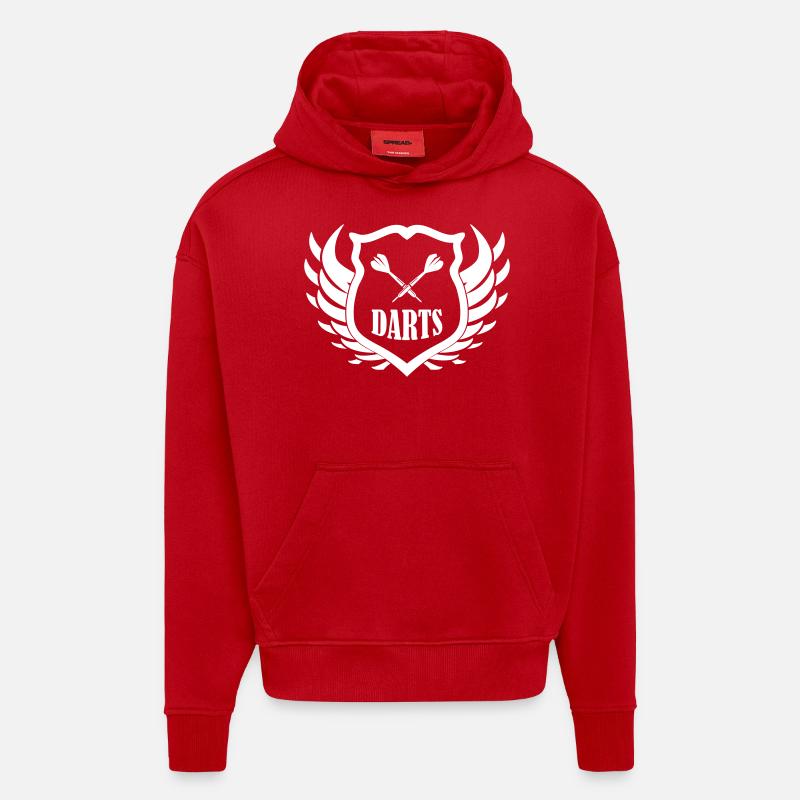 Bouclier de fléchettes - Sweat à capuche bio épais oversize fabriqué en UE - rouge