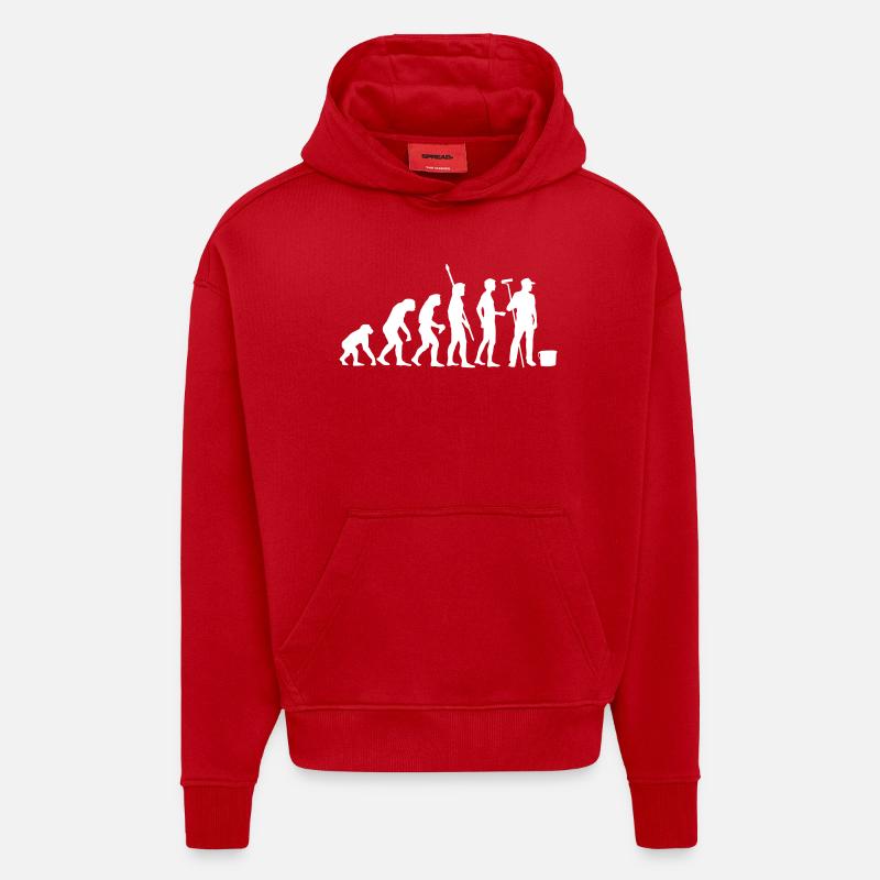 evolution_maler_b - Sweat à capuche bio épais oversize fabriqué en UE - rouge