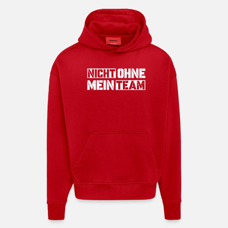 sans mon équipe - Sweat à capuche bio épais oversize fabriqué en UE - rouge