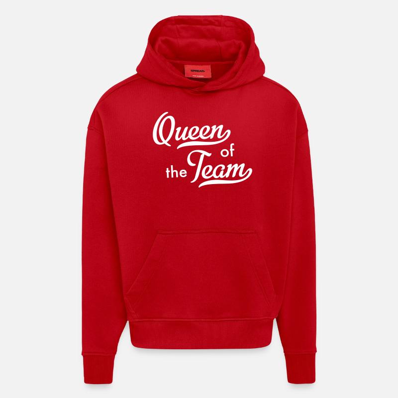 Reine de l’équipe - Sweat à capuche bio épais oversize fabriqué en UE - rouge