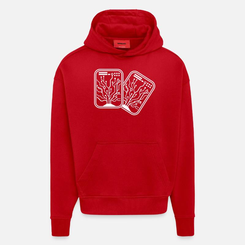 Micro-puce 2 - Sweat à capuche bio épais oversize fabriqué en UE - rouge