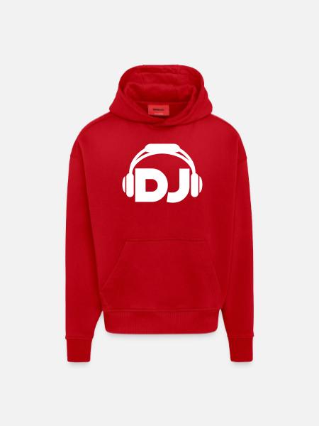 DJ Headphones Music Party Celebrations Text Lettering - Hoodie- made by SPREAD  - red
