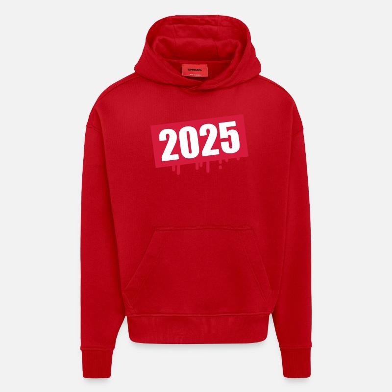 2025 Année Klecks - Sweat à capuche bio épais oversize fabriqué en UE - rouge