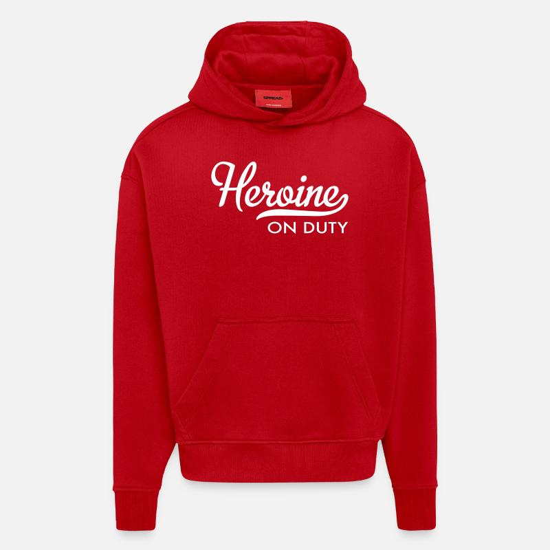 héroïne - Sweat à capuche bio épais oversize fabriqué en UE - rouge