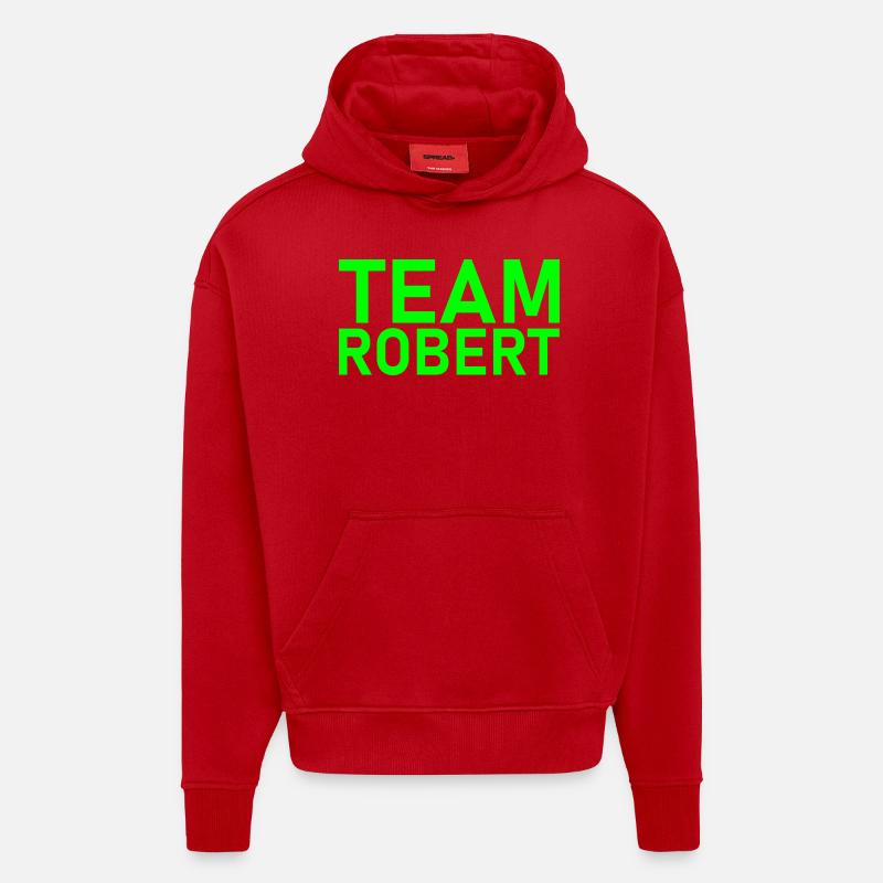 L’équipe Robert Leuchtgrün - Sweat à capuche bio épais oversize fabriqué en UE - rouge