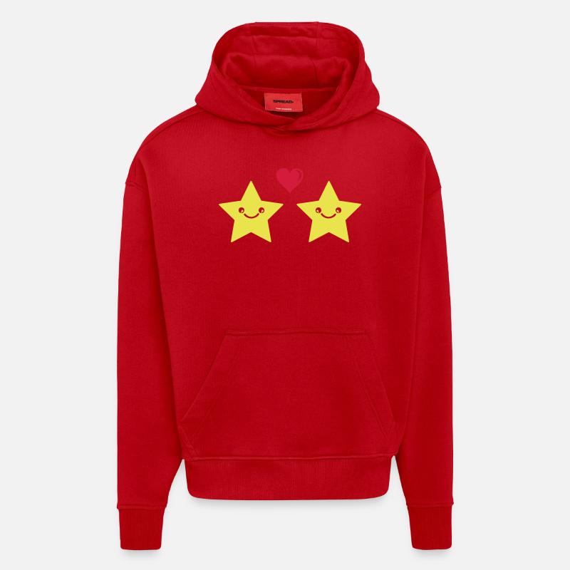 L’amour des étoiles - Sweat à capuche bio épais oversize fabriqué en UE - rouge