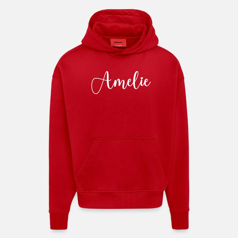Nom d’Amélie - Sweat à capuche bio épais oversize fabriqué en UE - rouge