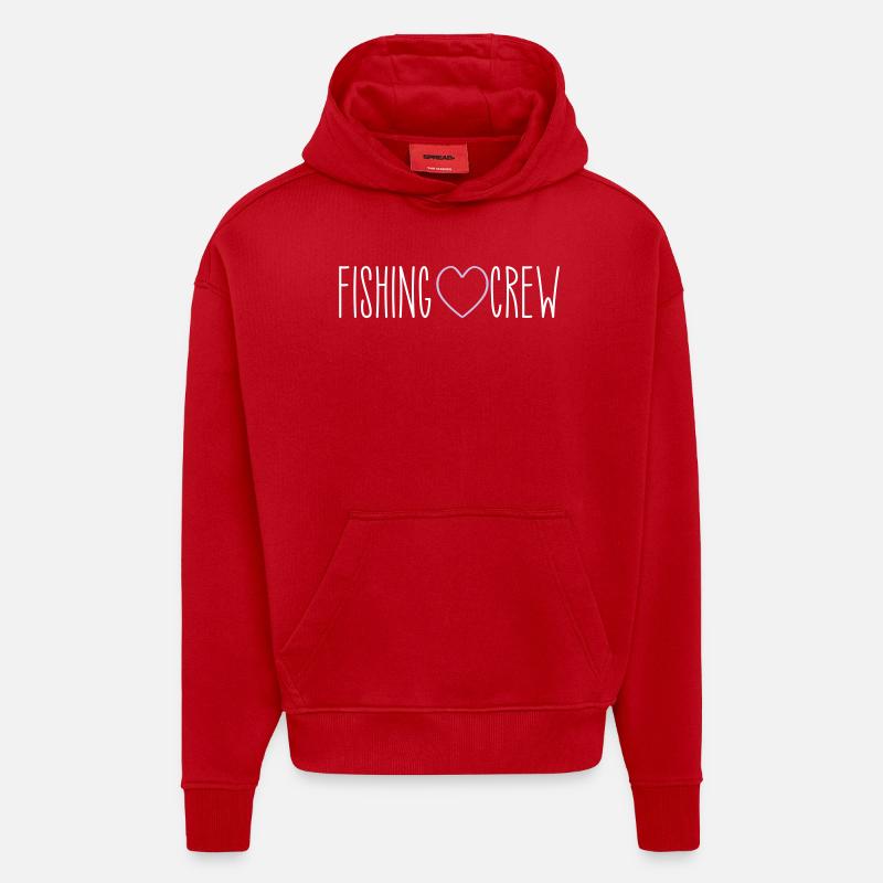 Cœur d’escouade de pêche - Sweat à capuche bio épais oversize fabriqué en UE - rouge