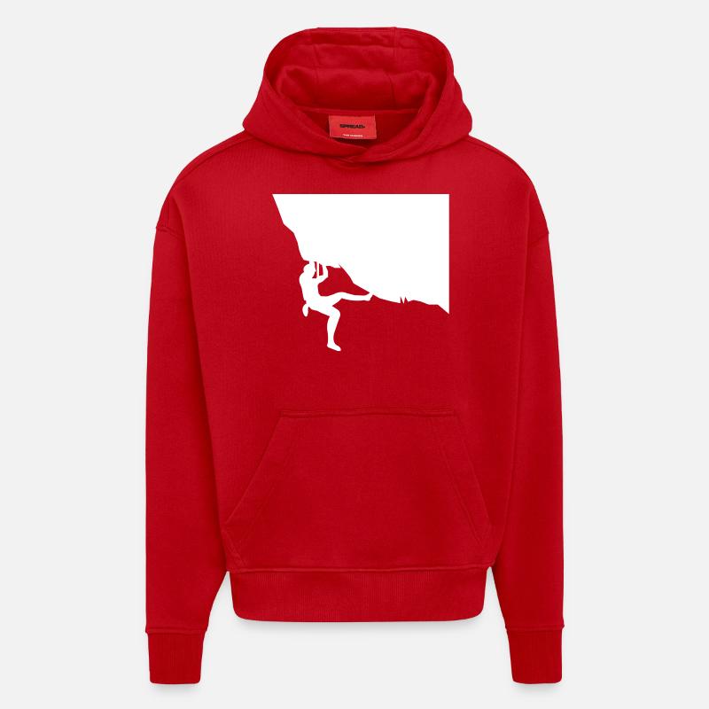 escalade - Sweat à capuche bio épais oversize fabriqué en UE - rouge