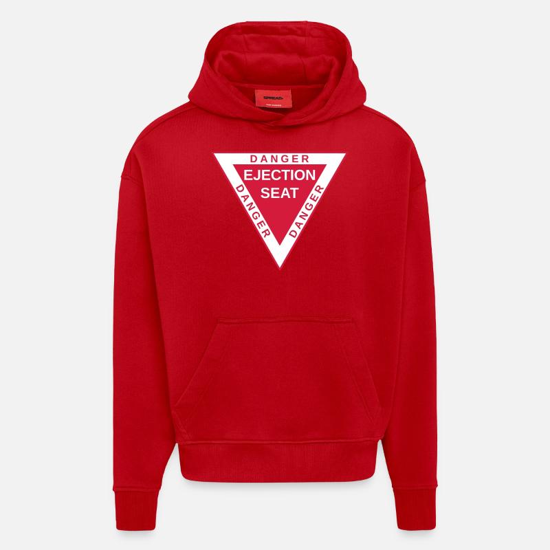 Danger ejection - Sweat à capuche bio épais oversize fabriqué en UE - rouge