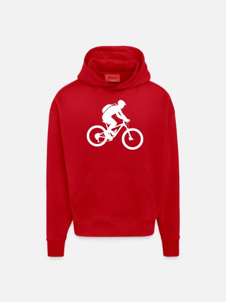 Mountain Bike Bicycle Man Icon - Hoodie- made by SPREAD - red