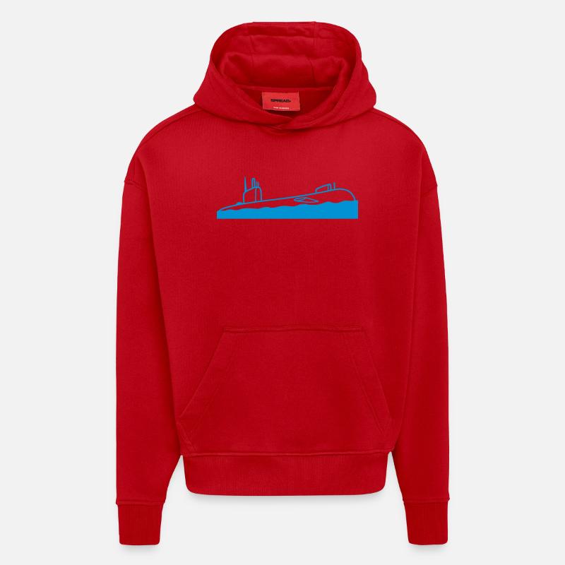 Plongée de surface sous-marine - Sweat à capuche bio épais oversize fabriqué en UE - rouge