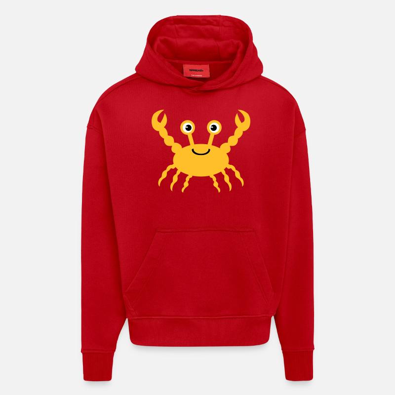 crabe - Sweat à capuche bio épais oversize fabriqué en UE - rouge