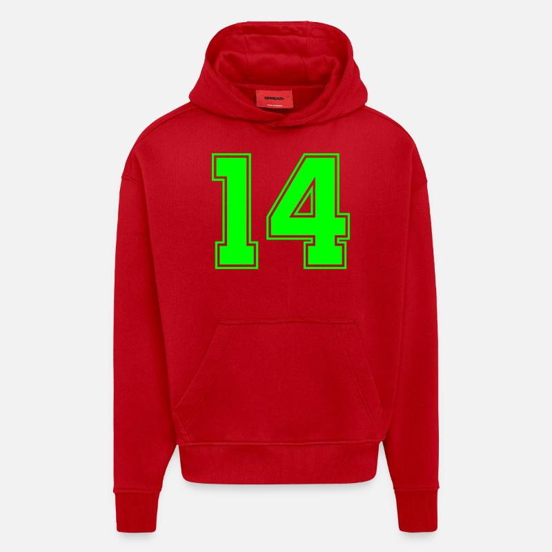 14 - Sweat à capuche bio épais oversize fabriqué en UE - rouge