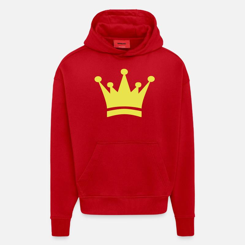 Couronne (V) - Sweat à capuche bio épais oversize fabriqué en UE - rouge