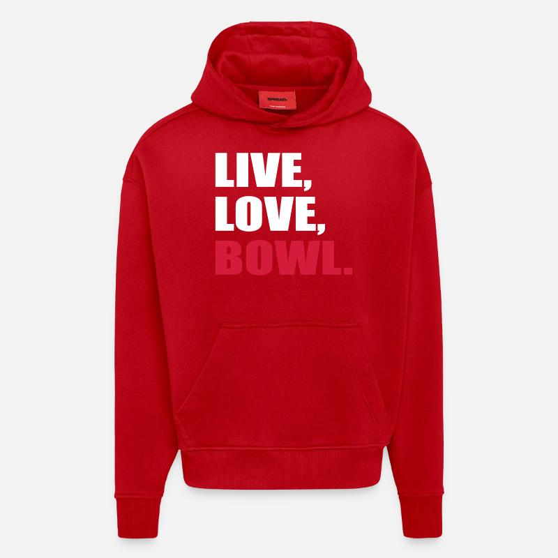 bowling - Sweat à capuche bio épais oversize fabriqué en UE - rouge