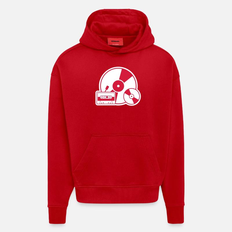 Musique Évolution - Sweat à capuche bio épais oversize fabriqué en UE - rouge