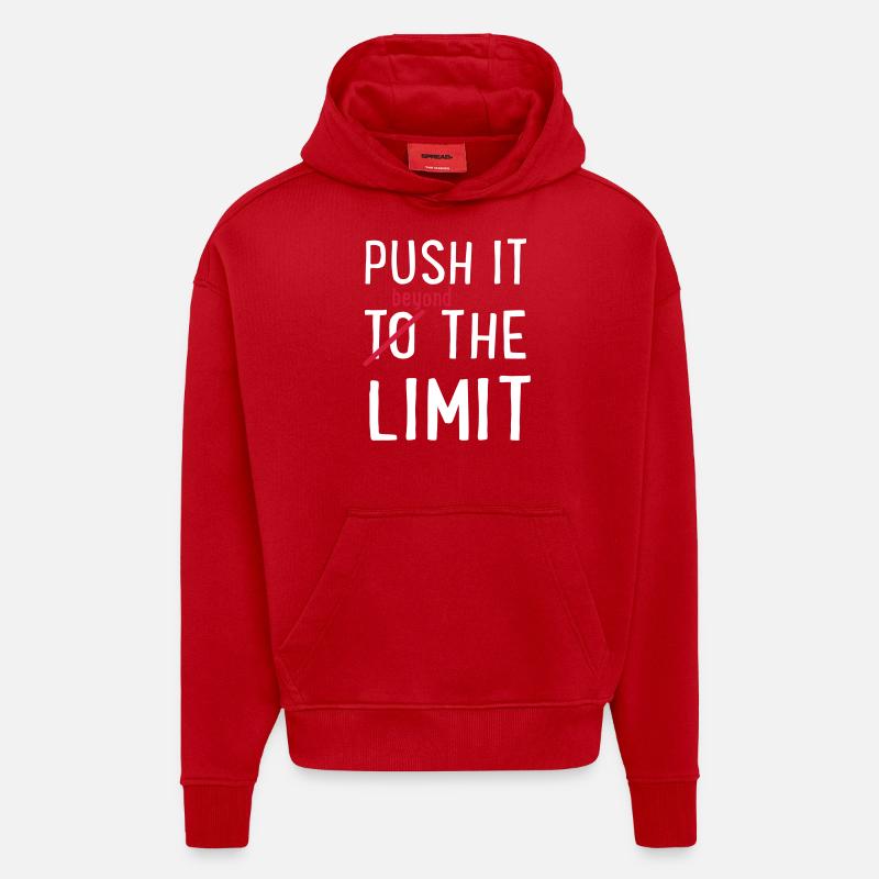 Limite - Sweat à capuche bio épais oversize fabriqué en UE - rouge