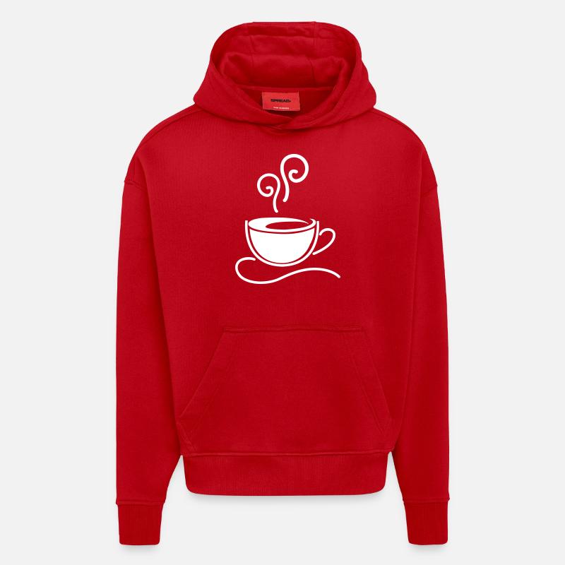 Café Kaffee - Sweat à capuche bio épais oversize fabriqué en UE - rouge