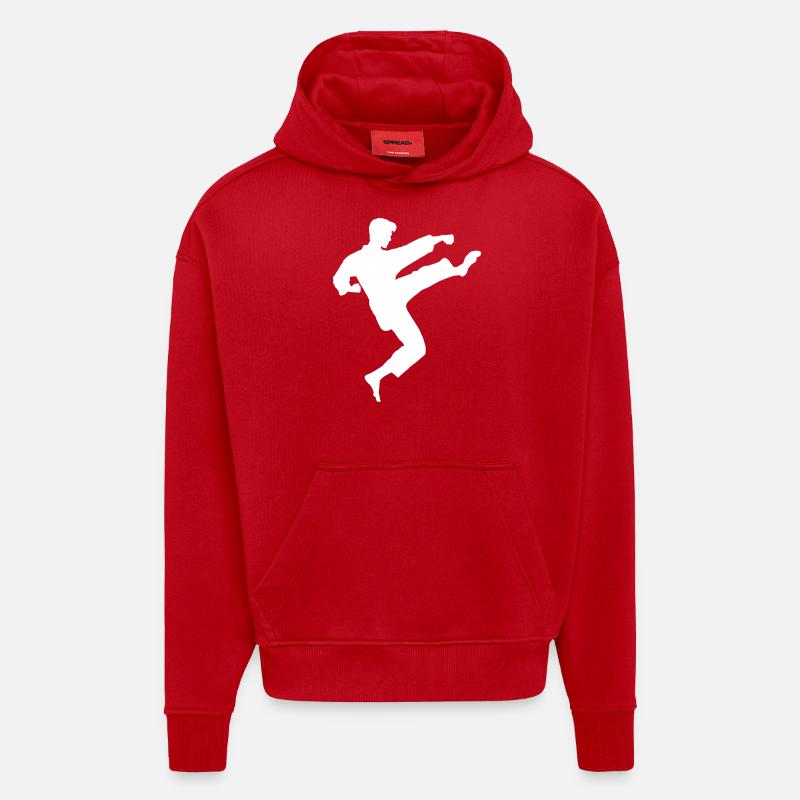 karaté - Sweat à capuche bio épais oversize fabriqué en UE - rouge