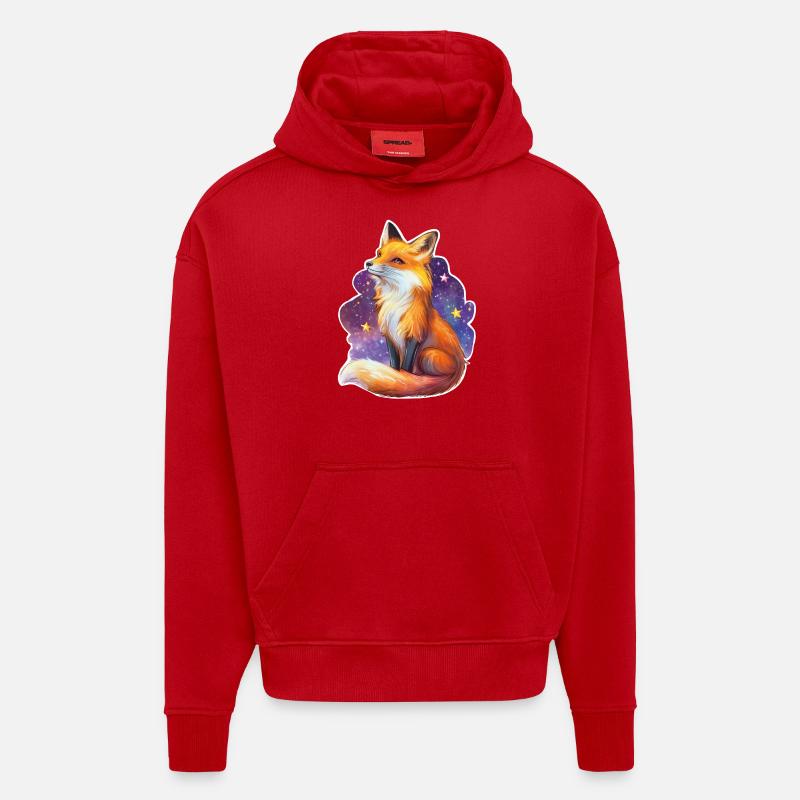 Fuchs und Sternenhimmel - Hoodie- made by SPREAD  - Rot