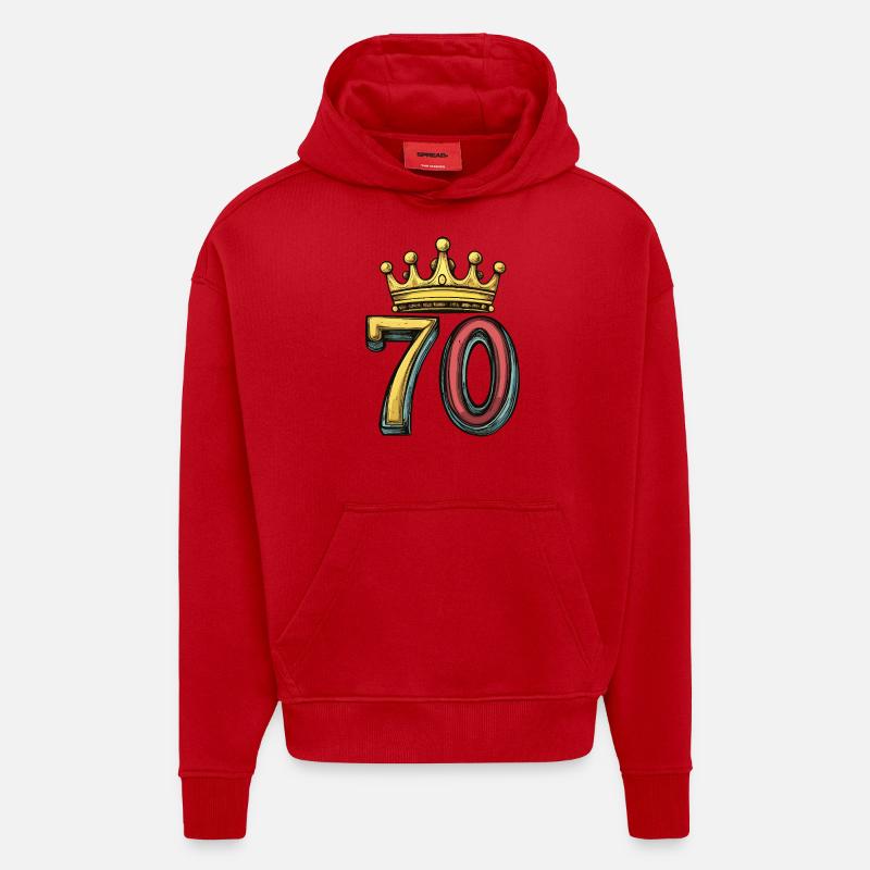 Couronne à 70 chiffres - Sweat à capuche bio épais oversize fabriqué en UE - rouge