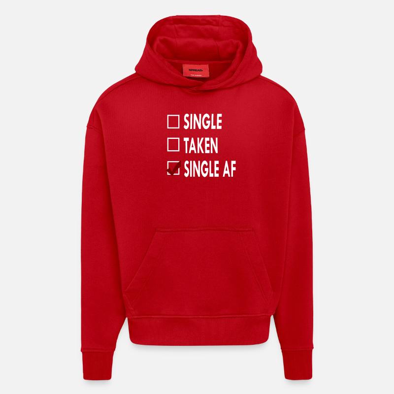 SINGLE SINGLE AF - Sweat à capuche bio épais oversize fabriqué en UE - rouge