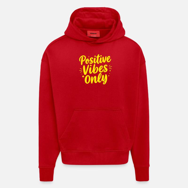 Positive Vibes Only Positive Vibes - Sweat à capuche bio épais oversize fabriqué en UE - rouge