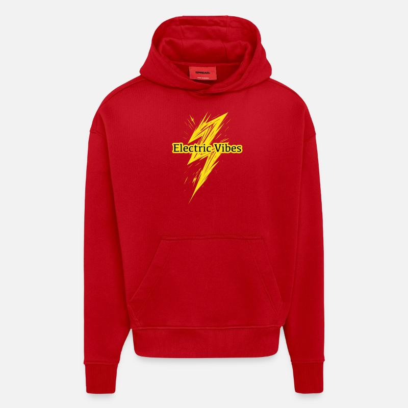 Electric Vibes : Thème Element Lightning - Sweat à capuche bio épais oversize fabriqué en UE - rouge