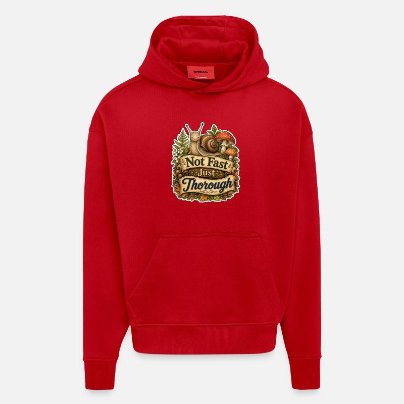 Pas rapide, juste minutieux - Sweat à capuche bio épais oversize fabriqué en UE - rouge